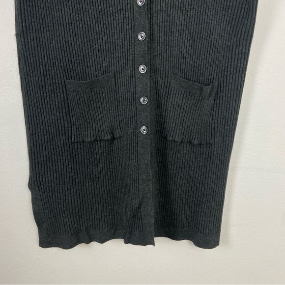 Cato Women’s Grau Ribbed Knit Longline Duster Vest Minimalist Academia Size 24W - Picture 7 of 10